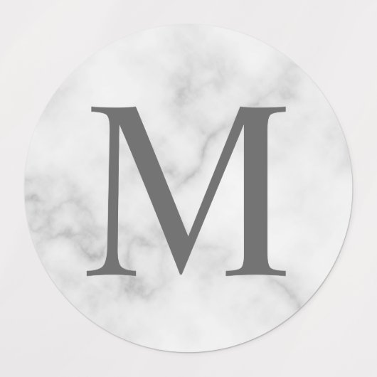 Witte marmer Elegant Monogram Labels (Design 1)