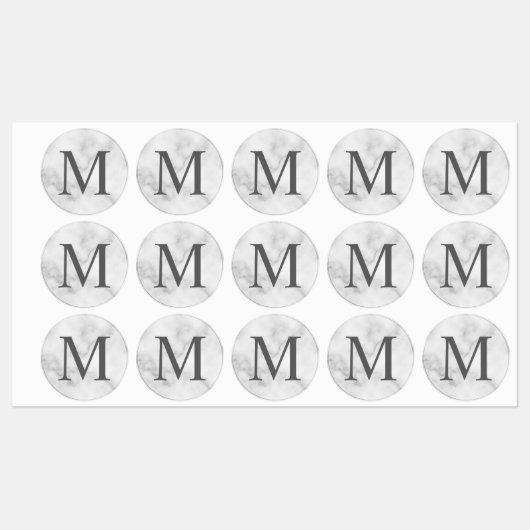 Witte marmer Elegant Monogram Labels (Vel)