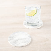 Witte marmer Elegant Sjabloon Ronde zandsteen Onderzetter (Zijkant)