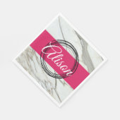 Witte marmer en fuchsia roze bijvoegnaam servet (Hoek)