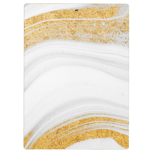 Witte marmer en Glitter met bedrukt goud Klembord (Achterkant)