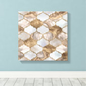 Witte marmer en goud van de Marokkaanse boomstam Canvas Afdruk (Insitu (Houten vloer))