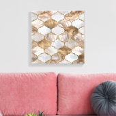 Witte marmer en goud van de Marokkaanse boomstam Canvas Afdruk (Insitu (Woonkamer))