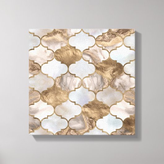 Witte marmer en goud van de Marokkaanse boomstam Canvas Afdruk (Voorkant)