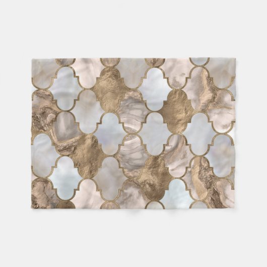 Witte marmer en goud van de Marokkaanse boomstam Fleece Deken (Voorkant (Horizontaal))