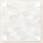 Witte marmer en goud van de Marokkaanse boomstam Glazen Onderzetter (Achterkant)