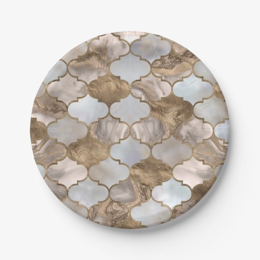 Witte marmer en goud van de Marokkaanse boomstam Papieren Bordje (Voorkant)