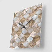 Witte marmer en goud van de Marokkaanse boomstam Vierkante Klok (Hoek)