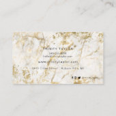 Witte marmer en goudblad eenvoudig modern visitekaartje (Achterkant)