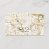 Witte marmer en goudblad eenvoudig modern visitekaartje (Voorkant)