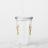 Witte marmer en gouden geometrische vlinder acryl drinkbeker (Links)