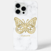 Witte marmer en gouden geometrische vlinder Case-Mate iPhone case (Achterkant)