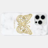 Witte marmer en gouden geometrische vlinder Case-Mate iPhone case (Achterkant (horizontaal))