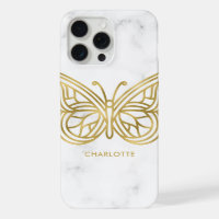 Witte marmer en gouden geometrische vlinder