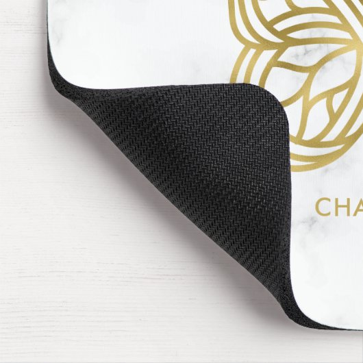 Witte marmer en gouden geometrische vlinder muismat (Hoek)