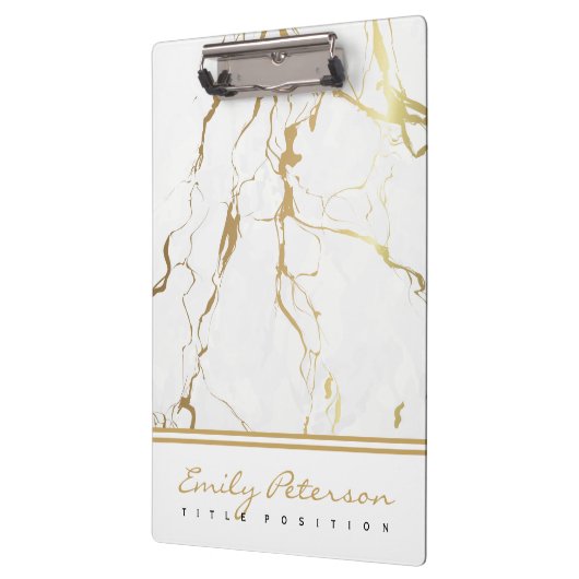Witte marmer en gouden korrel klembord (Links)
