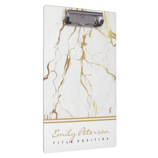 Witte marmer en gouden korrel klembord (Rechts)