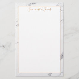 Witte Marmer en Gouden Metallic Douanenaam Briefpapier