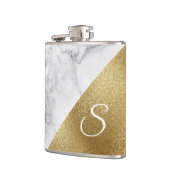 Witte marmer- en goudflessel heupfles (Links)