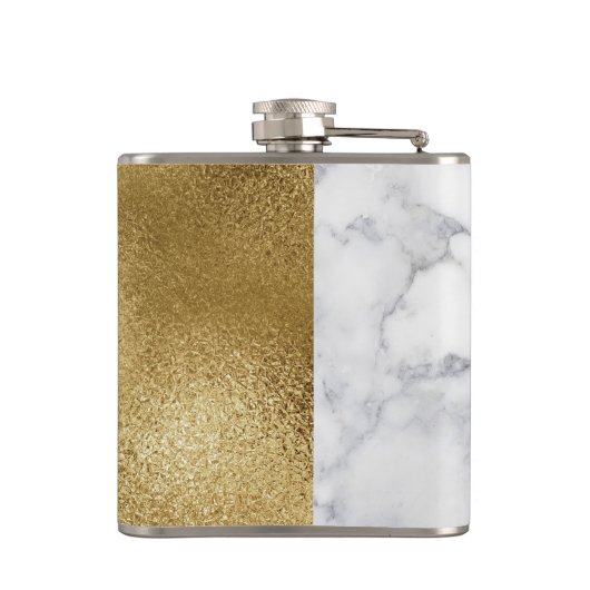 Witte marmer- en goudflessel heupfles (Achterkant)