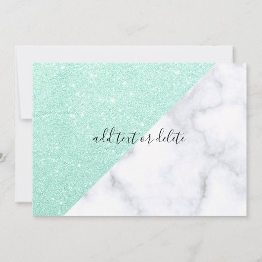 Witte marmer en groene glitterbruid kaart (Achterkant)