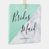 Witte marmer en groene glitterbruid keramisch ornament (Rechts)