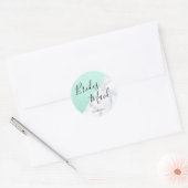 Witte marmer en groene glitterbruid ronde sticker (Envelop)