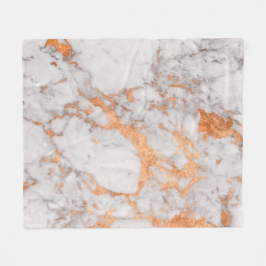 Witte marmer en koper, aangepaste ventilatorbank fleece deken (Voorkant (Horizontaal))