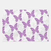 Witte marmer en Paarse glitter Butterflies Inpakpapier Vel (Voorkant 3)
