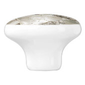 Witte marmer en parel bladstructuur keramische knop (Zijkant)