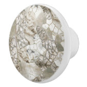 Witte marmer en parel bladstructuur keramische knop (Rechts)