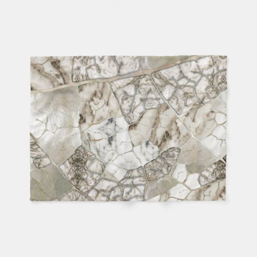 Witte marmer- en parellebstructuur fleece deken (Voorkant (Horizontaal))