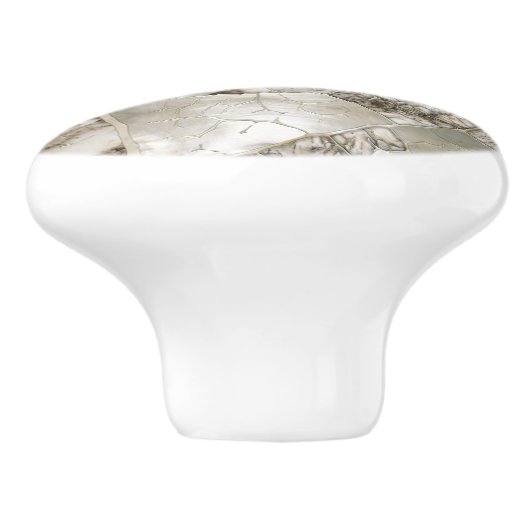 Witte marmer- en parellebstructuur keramische knop (Zijkant)