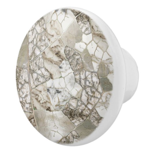 Witte marmer- en parellebstructuur keramische knop (Rechts)