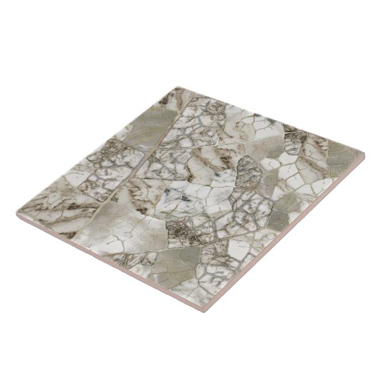 Witte marmer- en parellebstructuur tegeltje (Zijkant)