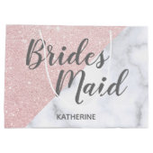 Witte marmer en roos goudglitter bruidsmaid groot cadeauzakje (Achterkant)