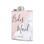 Witte marmer en roos goudglitter bruidsmaid heupfles (Links)