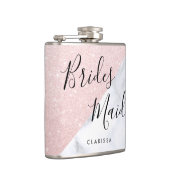 Witte marmer en roos goudglitter bruidsmaid heupfles (Rechts)