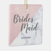 Witte marmer en roos goudglitter bruidsmaid keramisch ornament (Rechts)