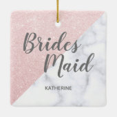 Witte marmer en roos goudglitter bruidsmaid keramisch ornament (Achterkant)