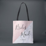Witte marmer en roos goudglitter bruidsmaid tote bag<br><div class="desc">Stijlvol design in faux roos Gold glitter & white marble.</div>