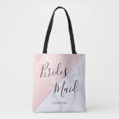 Witte marmer en roos goudglitter bruidsmaid tote bag (Voorkant)