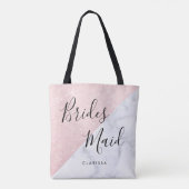 Witte marmer en roos goudglitter bruidsmaid tote bag (Achterkant)