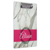 Witte marmer en roze fuchsia, aangepaste naam girl klembord (Rechts)