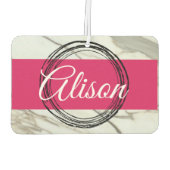 Witte marmer en roze fuchsia girly luchtverfrisser (Achterkant)