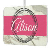 Witte marmer en roze fuchsia girly luchtverfrisser (Links)