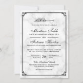 Witte marmer en Zwarte Grens Moslimbruiloft Kaart (Voorkant)