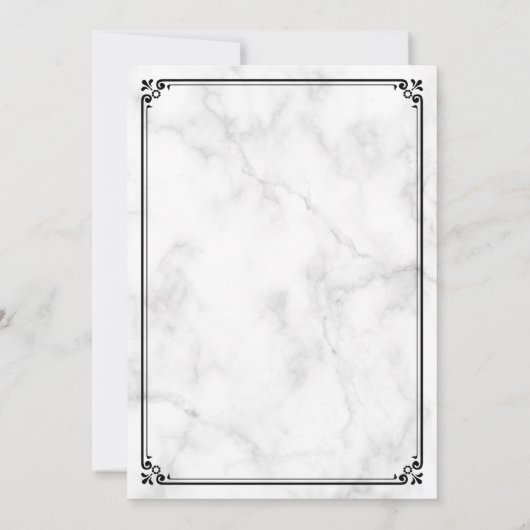 Witte marmer en Zwarte Grens Moslimbruiloft Kaart (Achterkant)