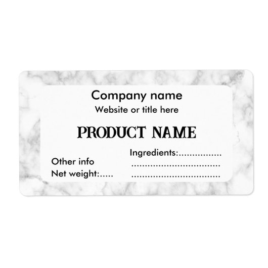 Witte marmer etiket (Voorkant)