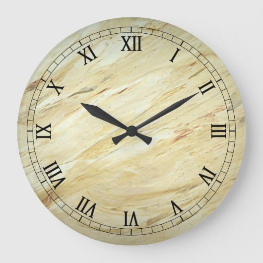 Witte marmer Faux Finish Wallklok Roman Numeral Grote Klok (Voorkant)